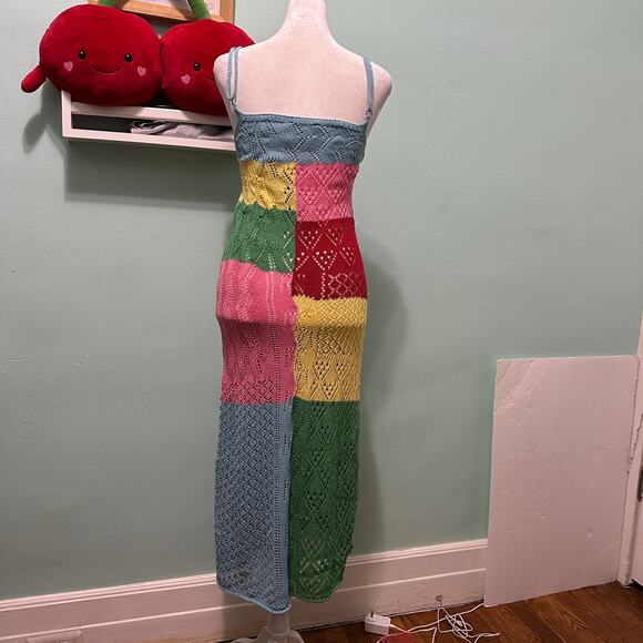 dELiA*s x Dolls Kill Daisy Dreams Crochet Patchwork Maxi Dress Y2K Small - Picture 7 of 9